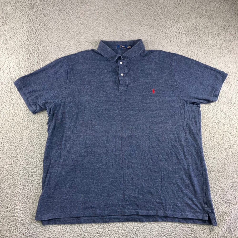 Polo Ralph Lauren Polo Shirt Men 4XLT Blue Heathered Pony Logo Short Sleeve